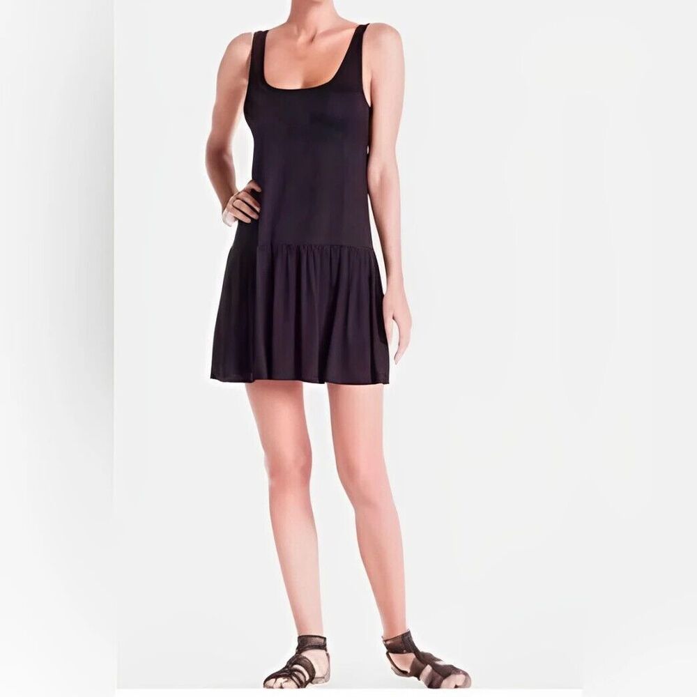 Michael Lauren Small Revolve Duff Tank Tiered Mini Dress Black Ruffle Hem NWT